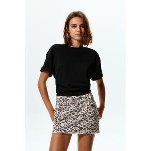 Denim Minirok Met Panterprint