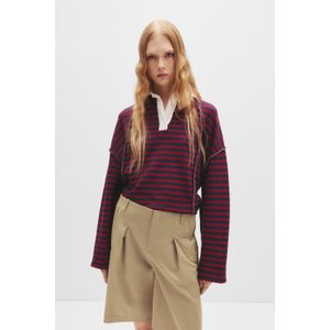 Gestreept Sweatshirt Met Polokraag