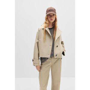 Korte Trenchcoat Met Volumineuze Mouwen