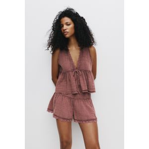 Rustieke Top Met Kanten Afwerking