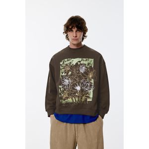 Bruine Sweater Met Bloemenprint