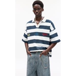 Gestreepte Polo Met Korte Mouw En Borduursel