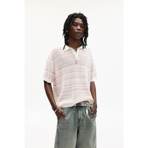 Gestreepte Polo Met Opengewerkt Motief