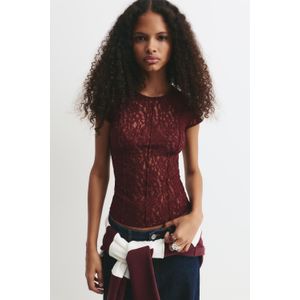 Kanten Top Met Reliëfnaden