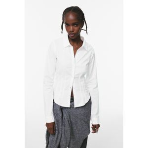 Strak Popeline Overhemd Met Plooien