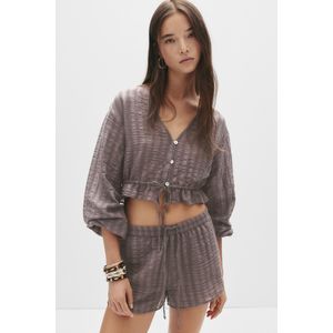 Gestreepte Short Met Textuur