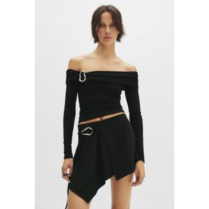 Zwarte Pareo Minirok Met Gesp