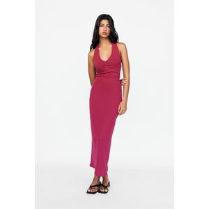 Gebreide Midi-Jurk Met Halternek