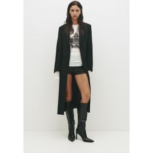 Lange Getailleerde Jas Van Synthetische Wol