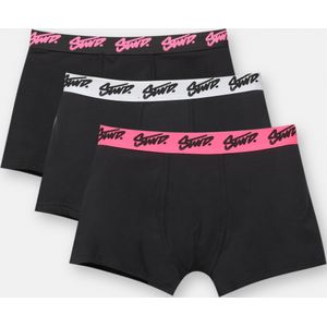 3-Pack Zwarte Boxershorts Met Roze Stwd-Logo