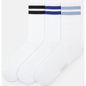 3-Pack Witte Gestreepte Sokken