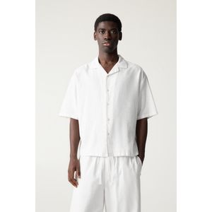 Blouse Van Linnenmix Met Korte Mouw