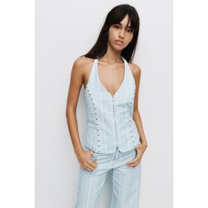 Gestreepte Denim Haltertop