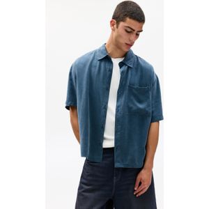 Soepelvallend Overhemd Met Korte Mouw