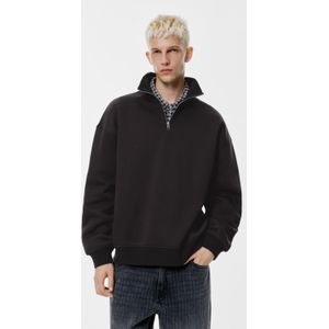 Sweater Met Geribde Kraag En Rits