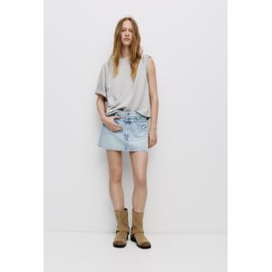 Denim Minirok Met Dubbele Taille