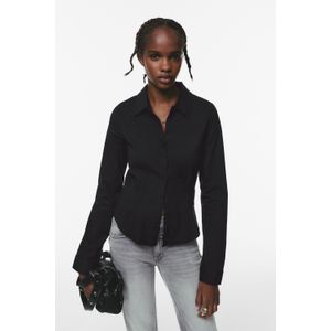 Strak Popeline Overhemd Met Plooien