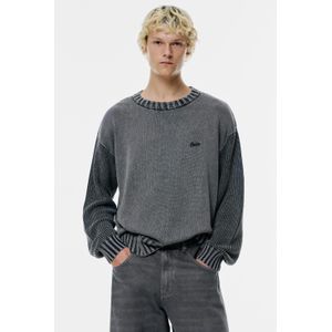 Gebleekte Tricot Trui - Ronde Hals - STWD-logo - Geribde Boorden