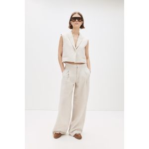 100% Linnen Broek Met Plooien