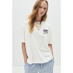 Peanuts - T-shirt - Wit - Katoen - Korte Mouwen - Ronde Hals