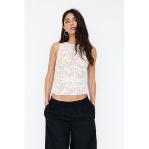 Kanten Top Met Geplooide Zijpanden