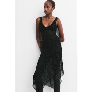 Midi-Jurk Met Glitter En Kant