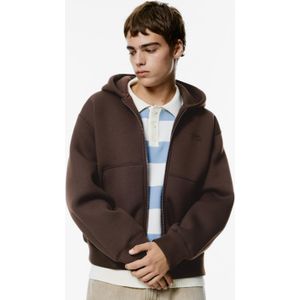 Capuchonsweater Met Synthetisch Rubbereffect