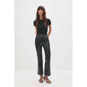 Flared Broek Met Leereffect