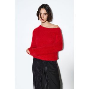 Asymmetrische Trui Met Imitatiebont