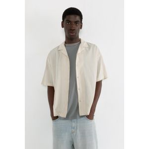 Gestreept Rustiek Overhemd Met Korte Mouw