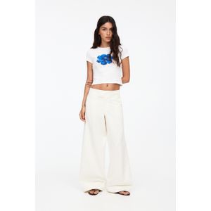 Wide Leg Broek Met Tailleband Met Overslag