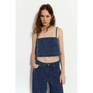 Crop Top Met Denimtextuur