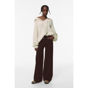 Wide Leg Jeans Met Overslag Bij De Taille