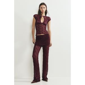 Kanten Broek Met Strass En Omgeslagen Taille