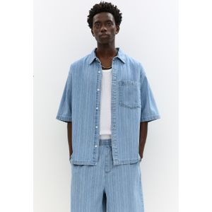 Gestreept Jacquard Overhemd Met Korte Mouw