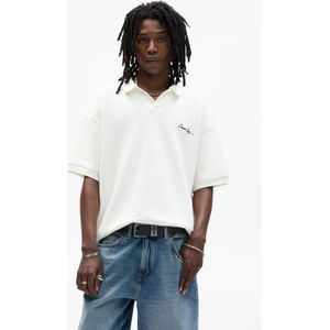 Tricot Polo Met Geborduurde Tekstprint