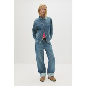 Straight Jeans Met Halfhoge Taille En Zelfkant