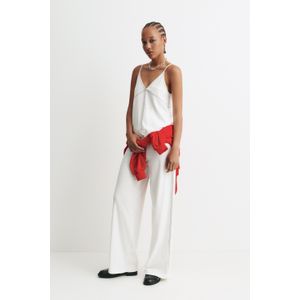 Wide Leg Broek Met Sierstiksel