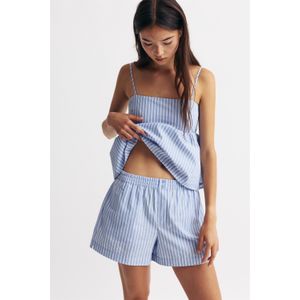 Popeline Short Met Strepen