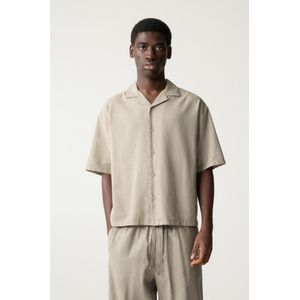 Blouse Van Linnenmix Met Korte Mouw