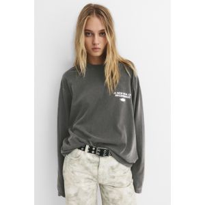 Grijs T-Shirt Met Lange Mouwen