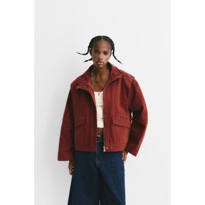 Rode Oversized Jas Met Opgezette Zakken