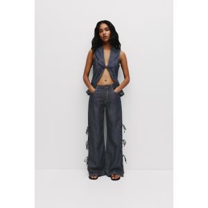 Wide Leg Jeans Met Strikjes