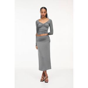 Glanzende Halflange Rok Met Plooitjes