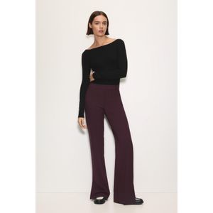Bordeauxrode Straight Fit Broek Met Splitten