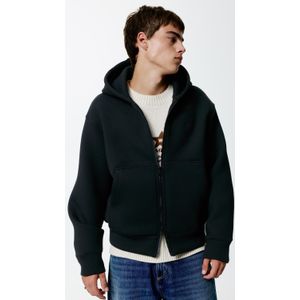 Capuchonsweater Met Synthetisch Rubbereffect