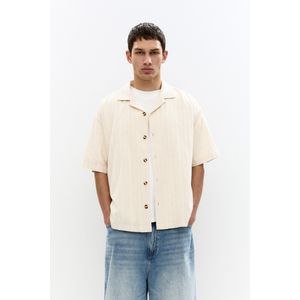 Blouse Van Linnenmix Met Korte Mouw