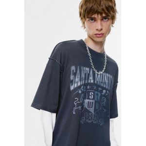 T-Shirt Met Dubbele Mouw En Santa Monica-Print