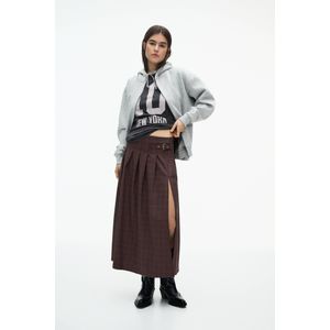 Halflange Rok Met Vouwen En Split