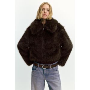 Korte Jas Van Imitatiebont Met Rits